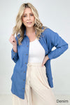 Easel Twisted Tunic Solid Button Down Shirt Tops