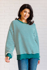 Too Good to be True Striped Drop Shoulder Top in Green