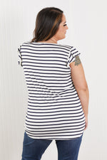 Illuminate The Way Full Size Striped Tee In Navy