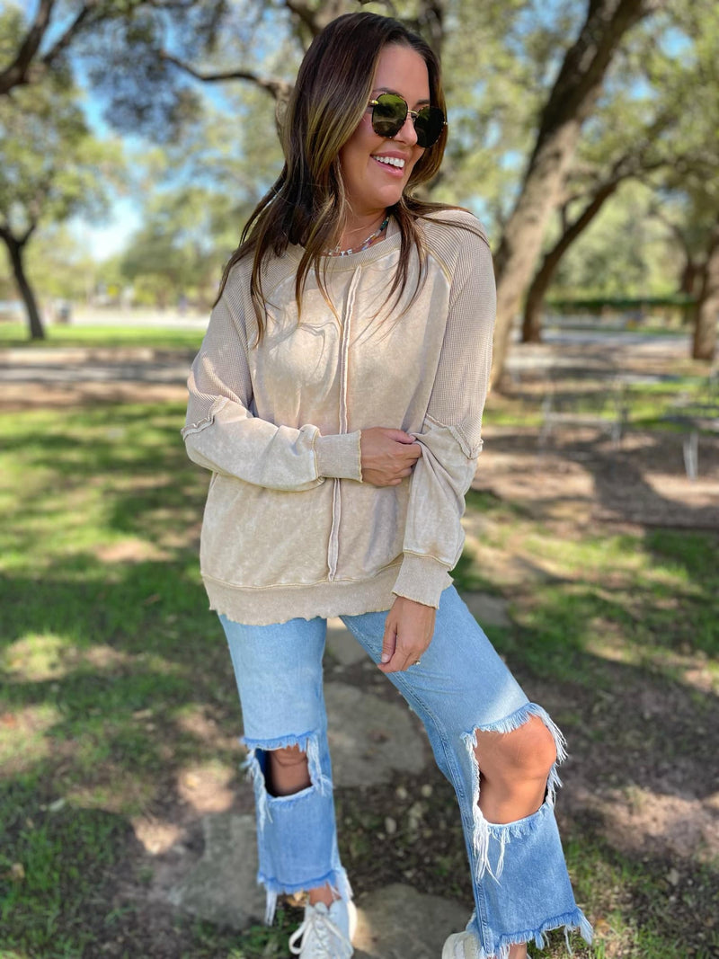 Best Selling Elliott Exposed Seam Sweatshirt in Five Colors