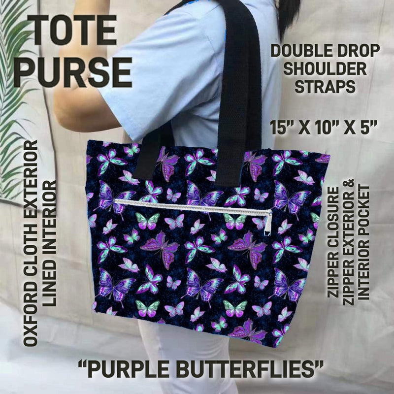 Purse Tote - Purple Butterflies