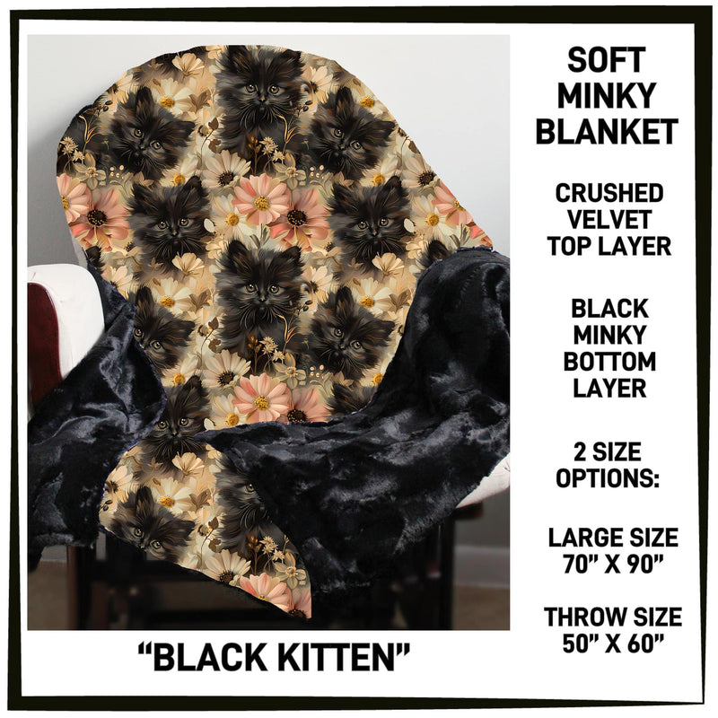 Black Kitten Minky Blanket