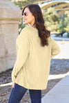 Ribbed Round Neck Long Sleeve Knit Top