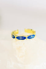 Mariana Hand Crafted Blue Cross Ring Womens