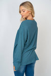 Dusty Teal Long Sleeve Solid Knit Top