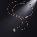 Japanese Orizuru Crane Charm Necklace in 925 Sterling Silver: Rose gold