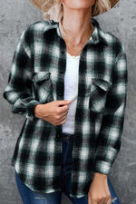 Plaid Collared Neck Long Sleeve Shirt