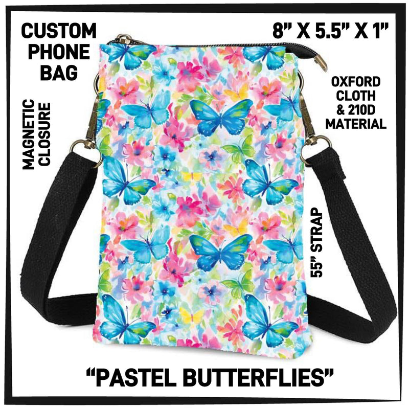 Pastel Butterflies Scene - Phone Bag