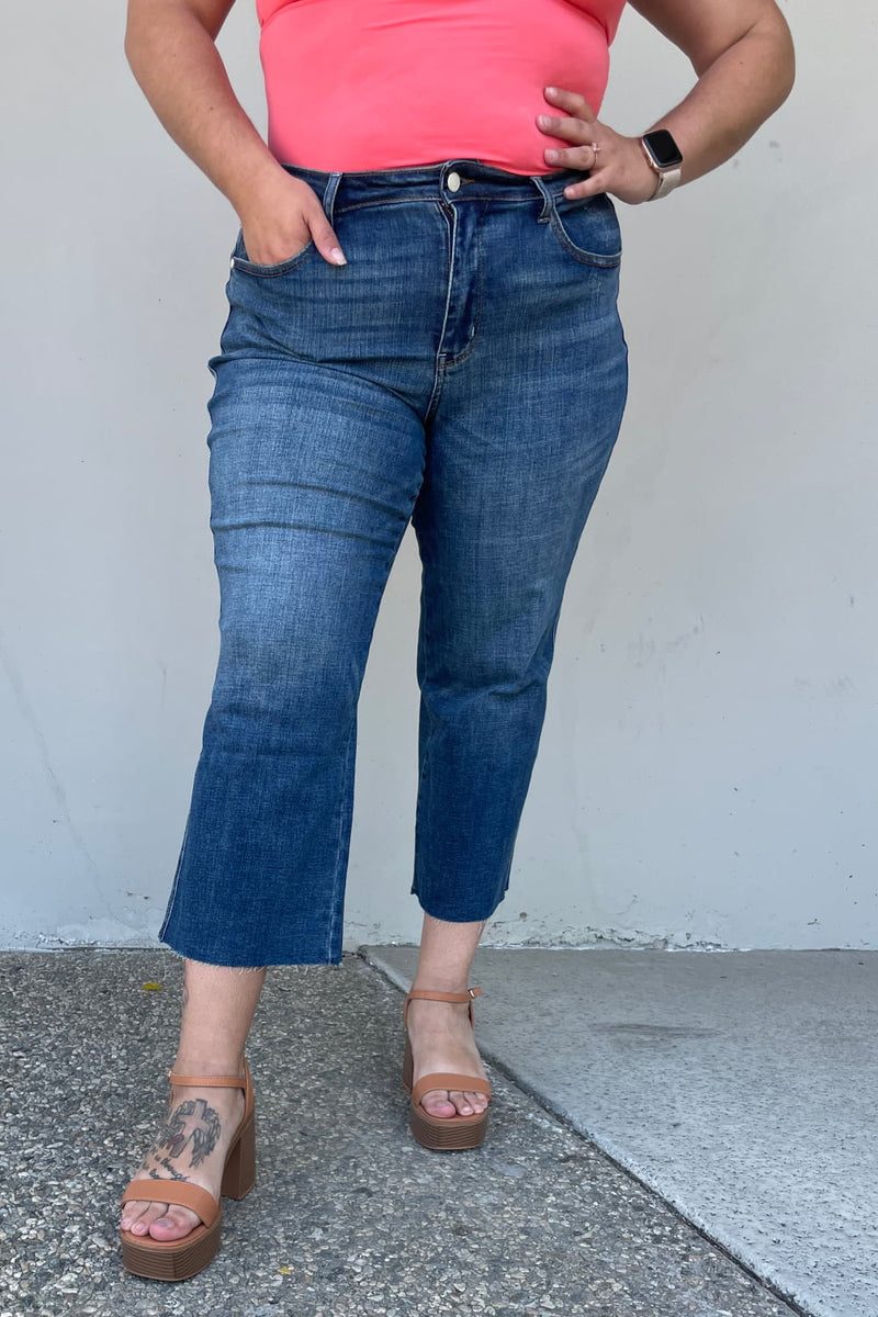 Judy Blue Renee Medium Wash Wide Leg Cropped Jeans / 3