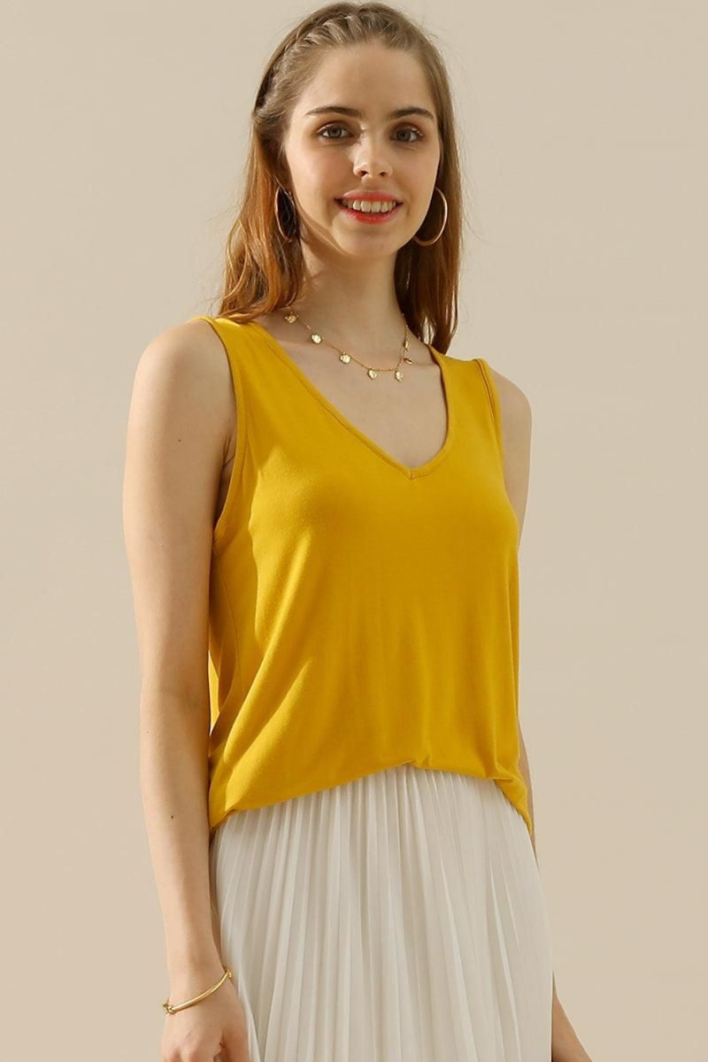 V-Neck Curved Hem Tank