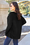 Ribbed Round Neck Long Sleeve Knit Top