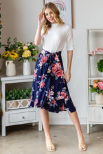 Floral Wrap Ruffled Skirt in Ivory