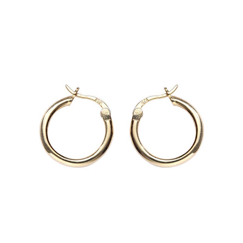 Simple Minimalist Hoop Earrings in 925 Sterling Silver: Silver / L