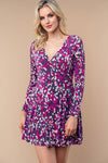 Long Sleeve Multi Colored Spotted Knit Dress