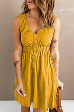 Sleeveless Button Down Mini Dress Yellow / S