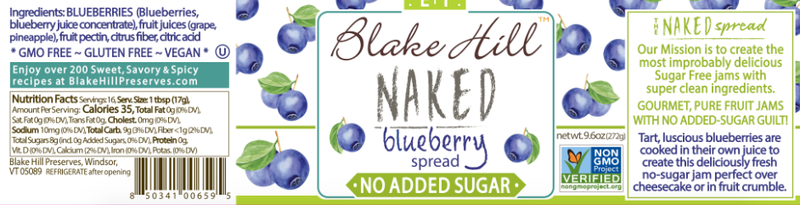 Blake Hill Preserves - Naked Blueberry Spread - No Added Sugar
