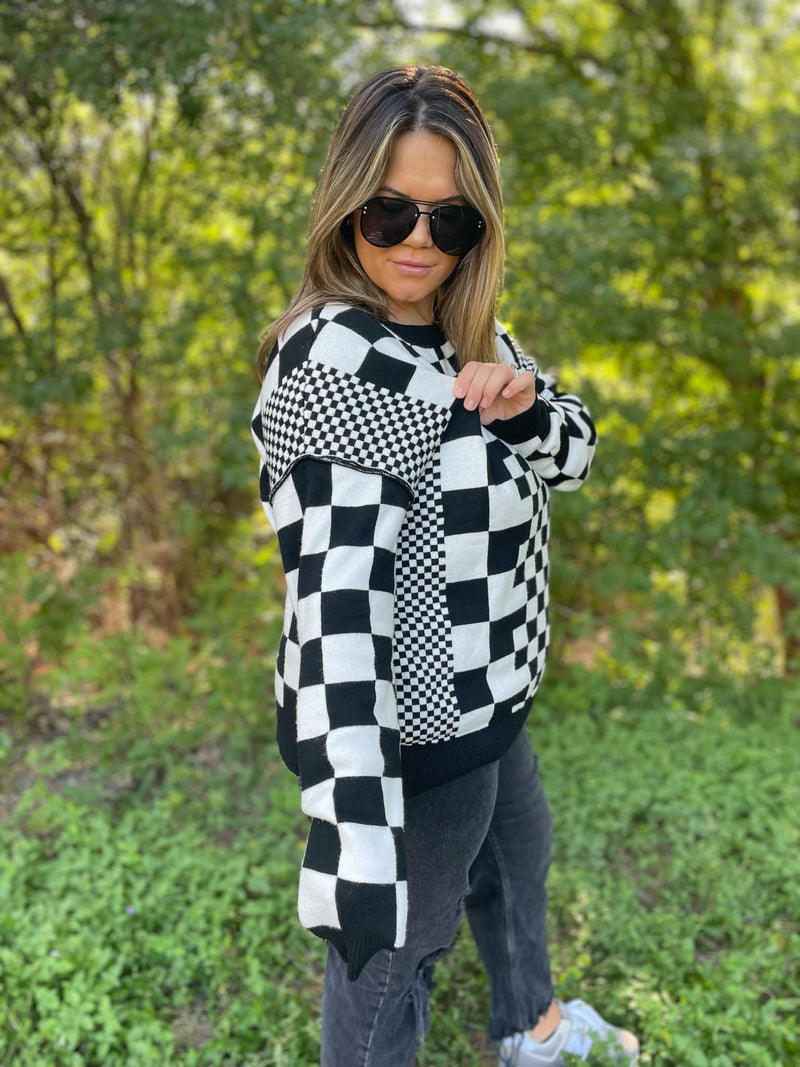 All Checkered Out Sweater in Four Colors