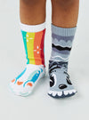 Pals Socks - Rainbowface & Mr. Gray Mismatched Kids Non-Slip Socks