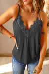 Lace Trim V-Neck Cami Top** Black / S