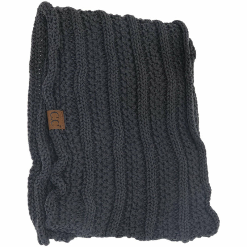 C.C Beanie - Ribbed Solid Infinity Scarf: Dk. Grey