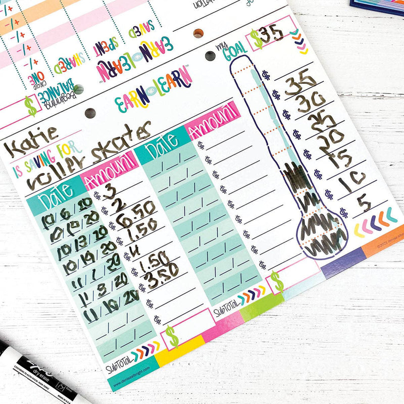 Denise Albright® - Earn & Learn® Kids Money Management Chore Chart | Open Stock: Kickin' Colors