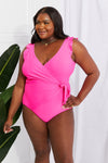 Marina West Swim Full Size Float On Ruffle Faux Wrap One-Piece In Pink Hot / S