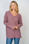 Dusty Mauve Long Sleeve Solid Knit Top