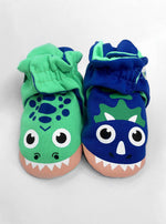 Pals Socks - T-Rex & Triceratops Dinosaurs Non-Slip Baby Booties: 12-18 Months