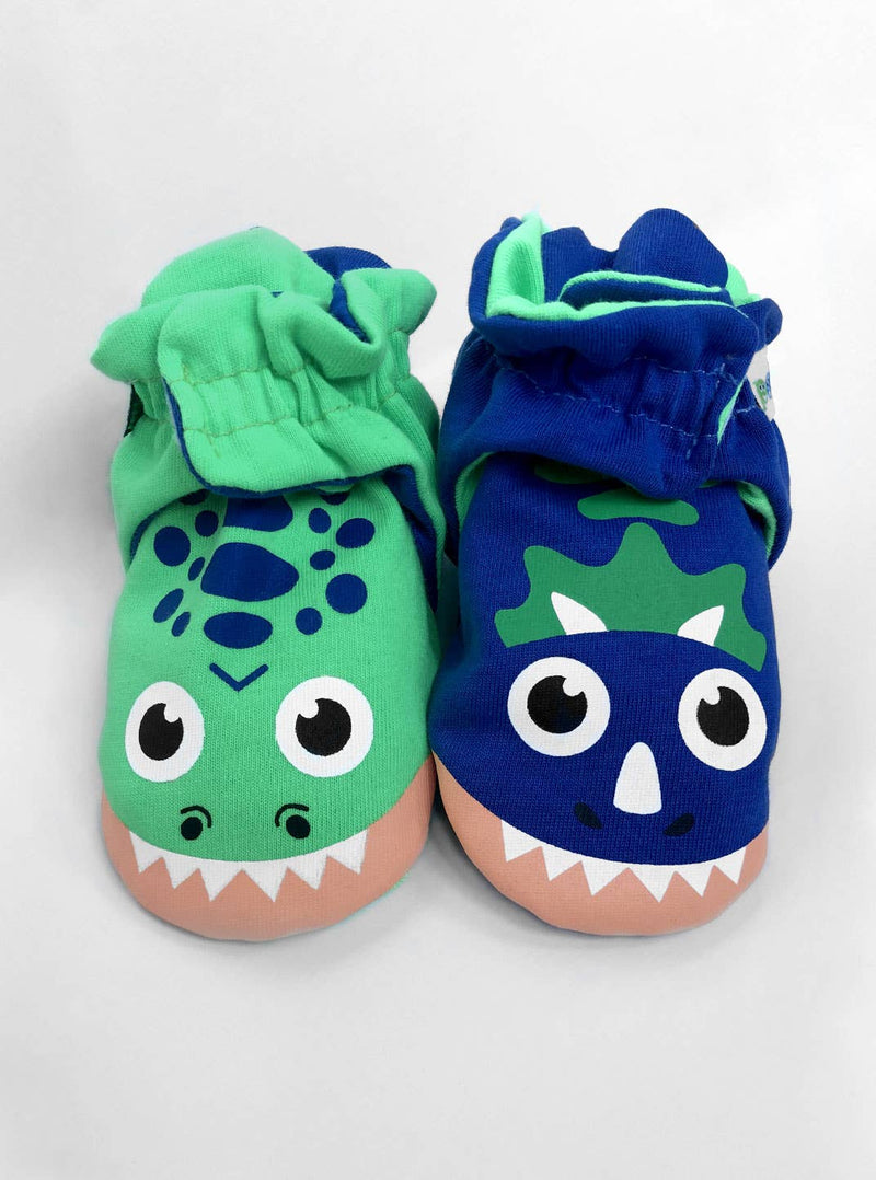 Pals Socks - T-Rex & Triceratops Dinosaurs Non-Slip Baby Booties: 12-18 Months
