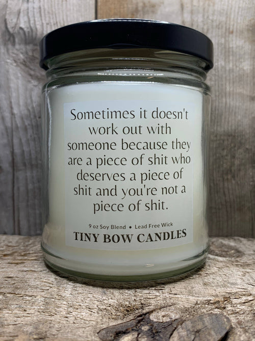 Tiny Bow Candles - Piece Of Shit Breakup Divorce. 9Oz Soy Blend Candle