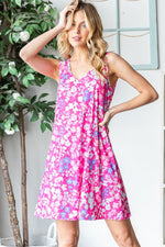 Floral V-Neck Tank Dress with Pockets