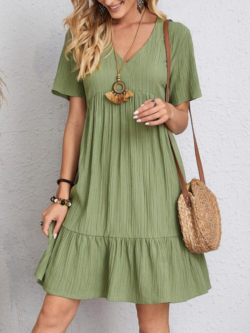 V-Neck Short Sleeve Dress