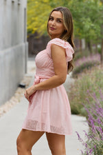 Short Sleeve Lace Woven Mini Dress