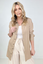 Easel Twisted Tunic Solid Button Down Shirt Tops