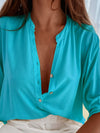 Half Button Notched Half Sleeve Blouse*