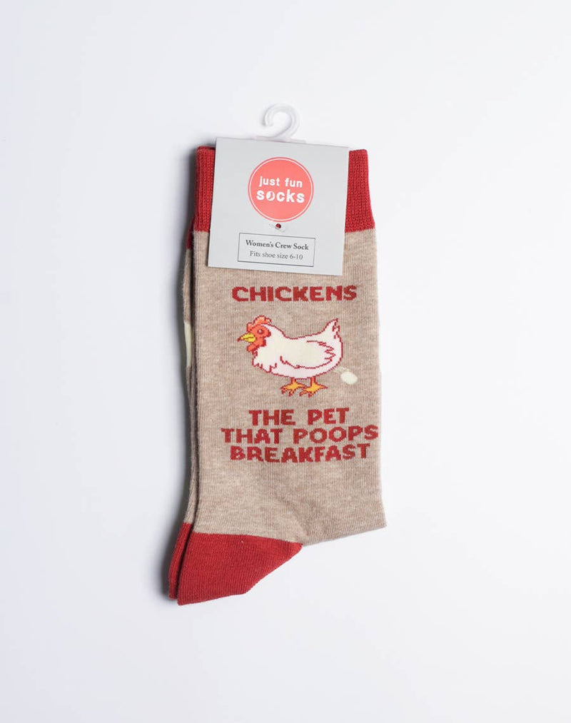 Women's Chickens The Pet That Poops Breakfast Crew Socks