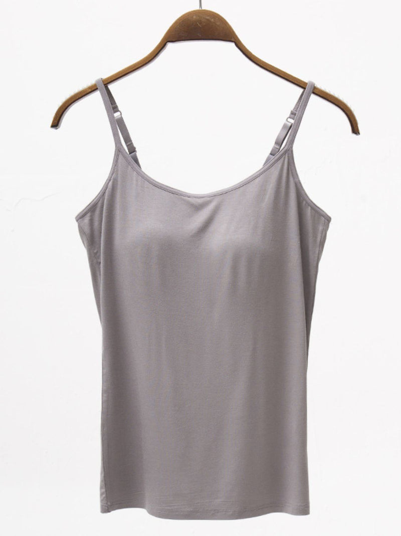 Adjustable Strap Modal Cami with Bra**