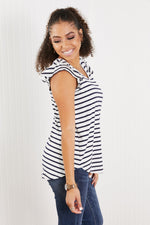 Illuminate The Way Full Size Striped Tee In Navy