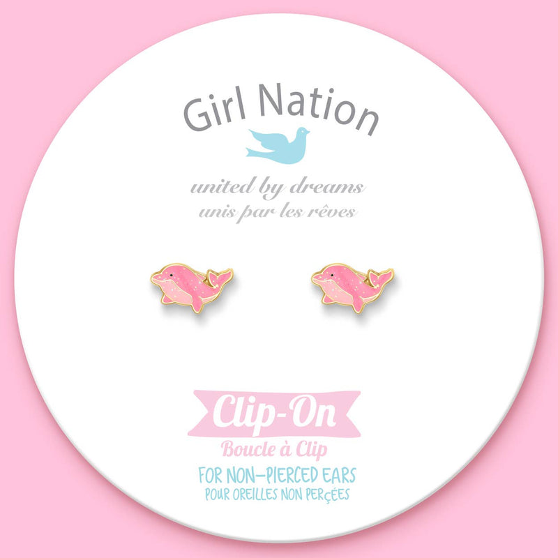 Girl Nation - CLIP ON Cutie Earrings- Dazzling Dolphin