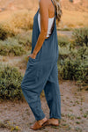 V-Neck Sleeveless Jumpsuit with Pockets**