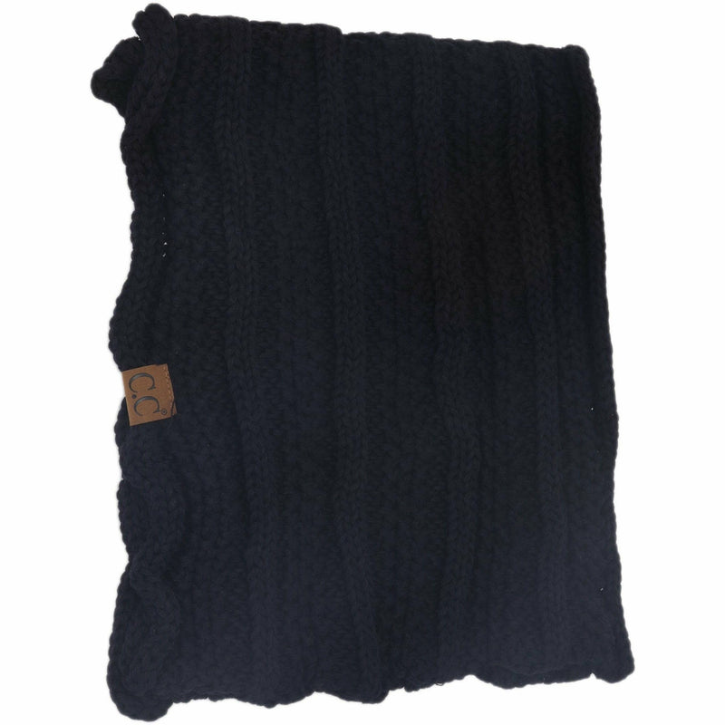 C.C Beanie - Ribbed Solid Infinity Scarf: Black