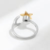 Moon Star Anxiety Fidget Spinner Ring in Solid Copper: Silver