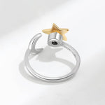 Moon Star Anxiety Fidget Spinner Ring in Solid Copper: Silver