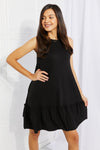 Head Over Heels Sleeveless Ruffle Hem Dress Black / S