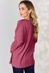 Ribbed Half Button Long Sleeve T-Shirt