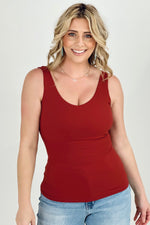 11 Colors - Fawnfit Medium Length Lift Tank 2.0 With Built-In Bra Rusty Red / S Tops & Camis