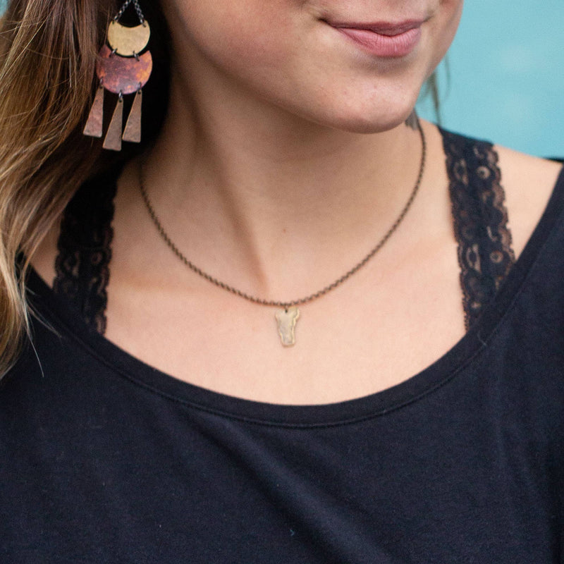 Jennifer Kahn Jewelry - Tiny Brass Vermont Necklace