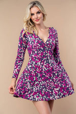 Long Sleeve Multi Colored Spotted Knit Dress