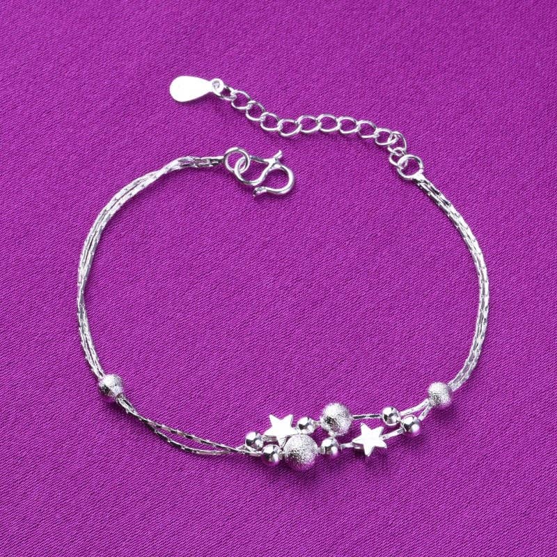 Dainty Cute Star Charm Bracelet in 925 Sterling Silver