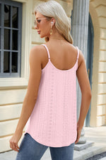 Eyelet Scoop Neck Ruched Cami